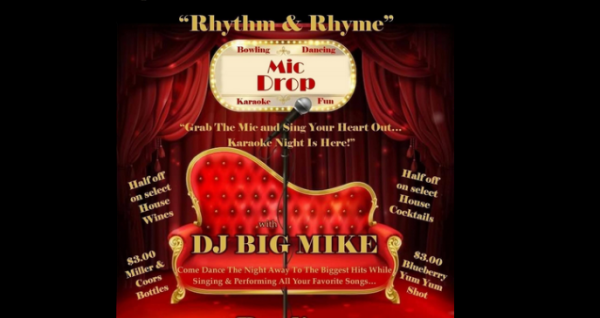 Sing your heart out at Rhythm & Rhyme Karaoke Night at Palm Coast Lanes with MIC DROP,, drink specials, and free entry for non-bowlers.